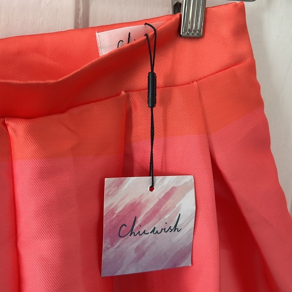 NWT Chicwish Pink A-Line Colorblock Skirt - Picture 5 of 7